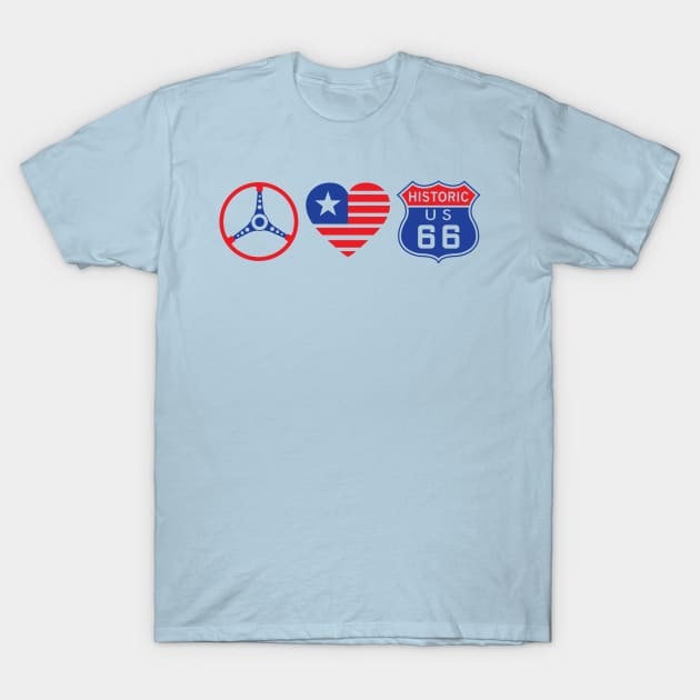 Peace • Love • US66 T-Shirt by DesignWise